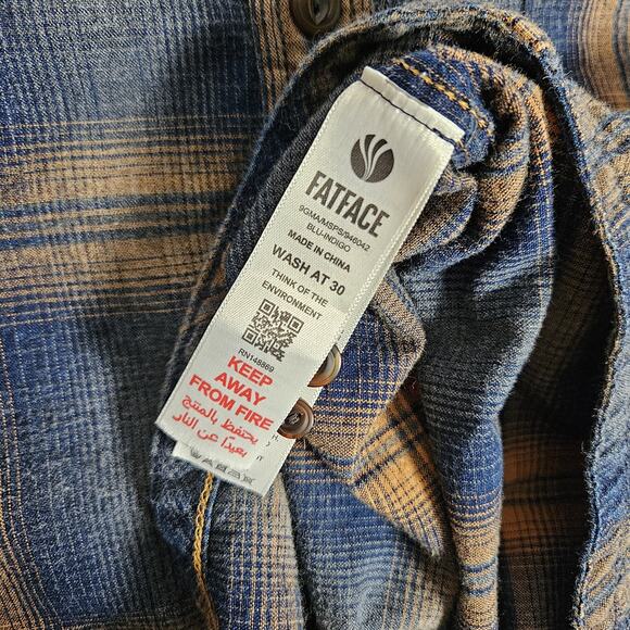 Fat Face Shirt Mens XL Blue Button Down Plaid Cabincore Outdoors Nature - Picture 4 of 10